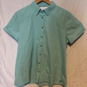 Orvis Teal Vented Mesh Lined Fishing Short Sleeve Button Up Shirt